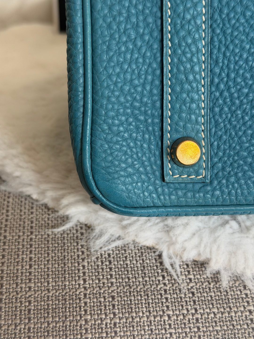 HERMÈS Bleu Jean Togo Leather GHW Birkin 30 Stamp H in Sq 2004