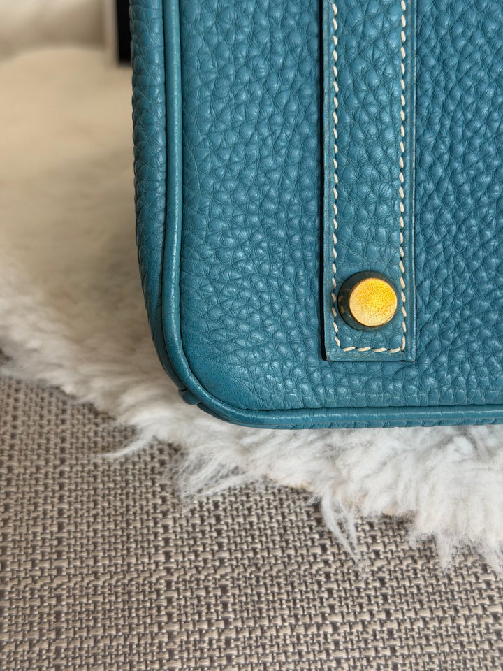 HERMÈS Bleu Jean Togo Leather GHW Birkin 30 Stamp H in Sq 2004