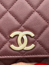 Load image into Gallery viewer, Chanel 22B 2022 Burgundy Caviar GHW Wallet on Chain (WOC)
