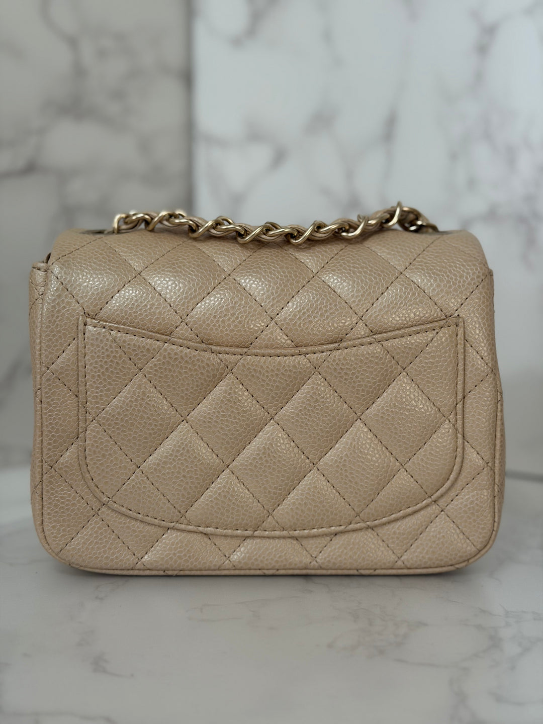 Chanel series 20 15C collection 2014/2015 Pearly Beige Caviar Brushed GHW Square Mini Flap Bag