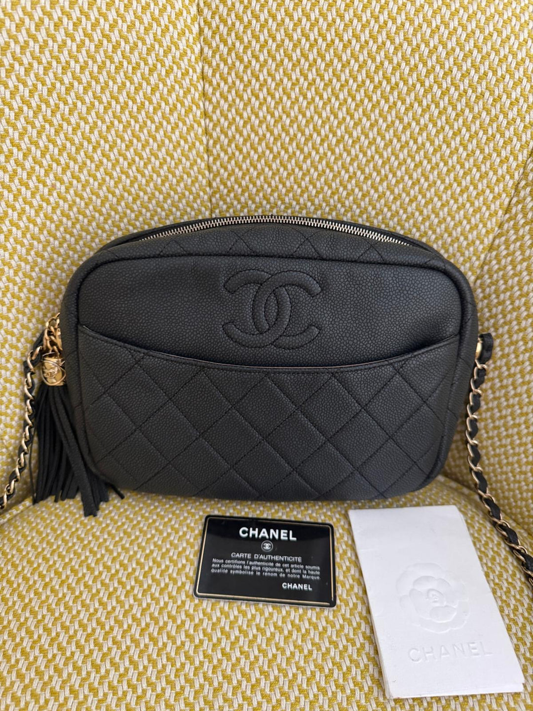 Chanel series 26 (2018) Black Camera Case Bag GHW with Tassel Size Medium