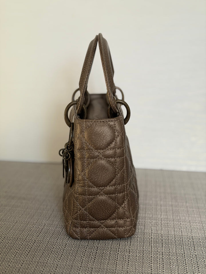 Dior Lady Dior Mini In Bronze Lambskin Bronze Hardware 2007