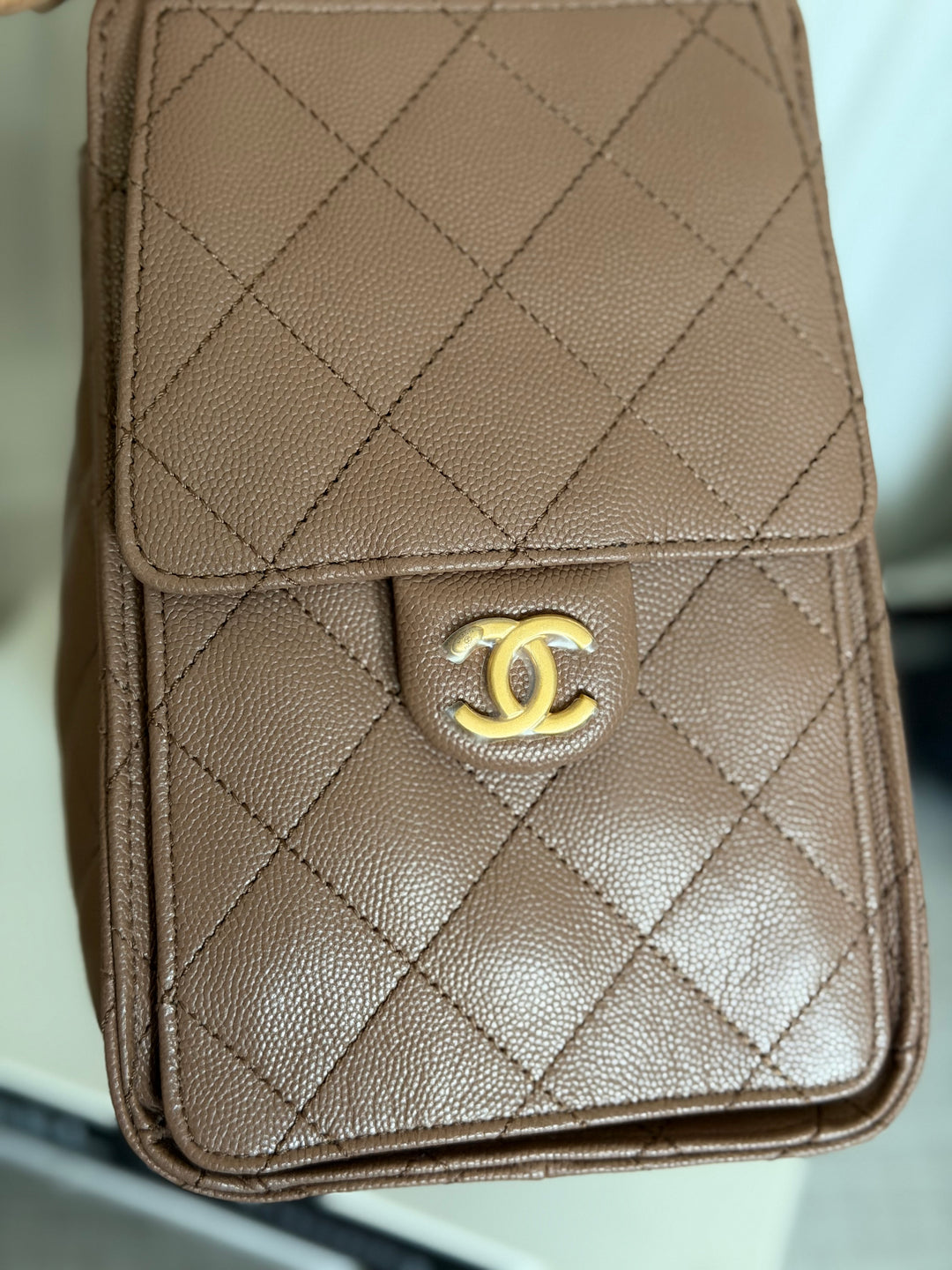 CHANEL 26P collection Brown Caviar 25 Hobo Bag Aged GHW Size SMALL
