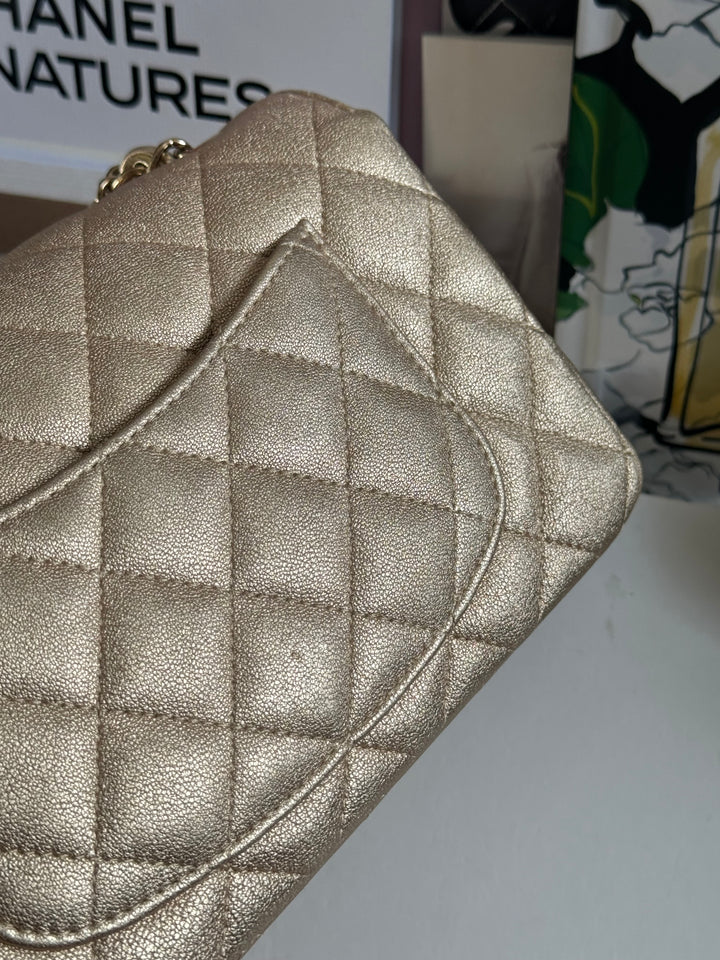 Chanel 21P series 31 Iridescent Gold Lambskin LGHW Mini Rectangular Flap Bag