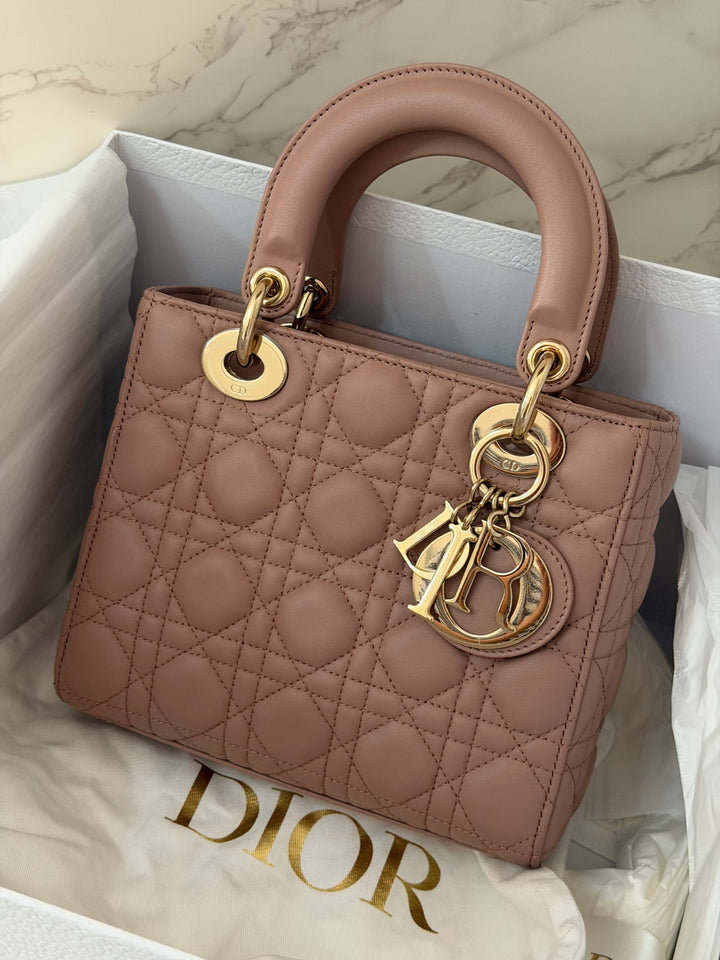 DIOR Lady Dior In Blush Lambskin LGHW size SMALL 2020
