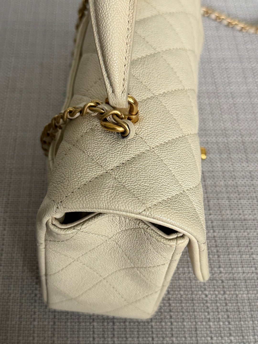 CHANEL 21S series 31 Beige Caviar Aged GHW Mini Rectangular Flap Bag with Top Handle 2021