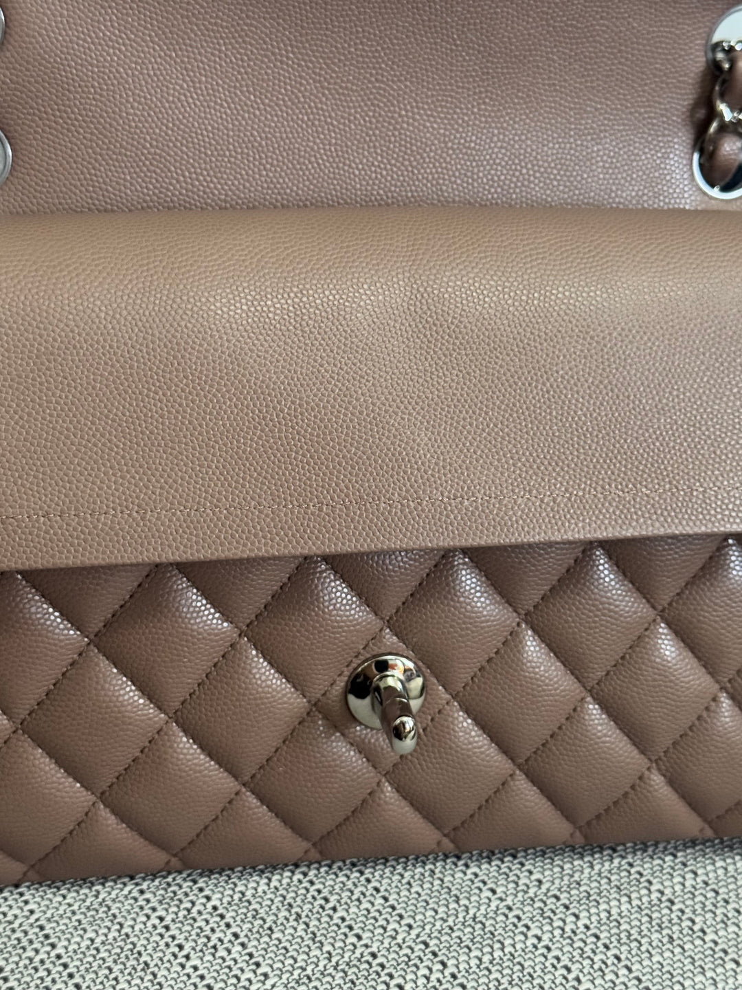 Chanel series 24 17B 2017 Fall/Winter Collection Taupe Caviar SHW Medium ML Timeless Classic Double Flap Bag