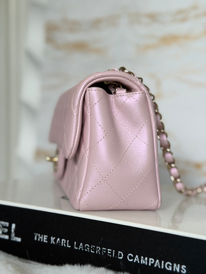 CHANEL 21S Light Pink Calf Skin LGHW Mini rectangular flap bag series 31 2021 *super rare*