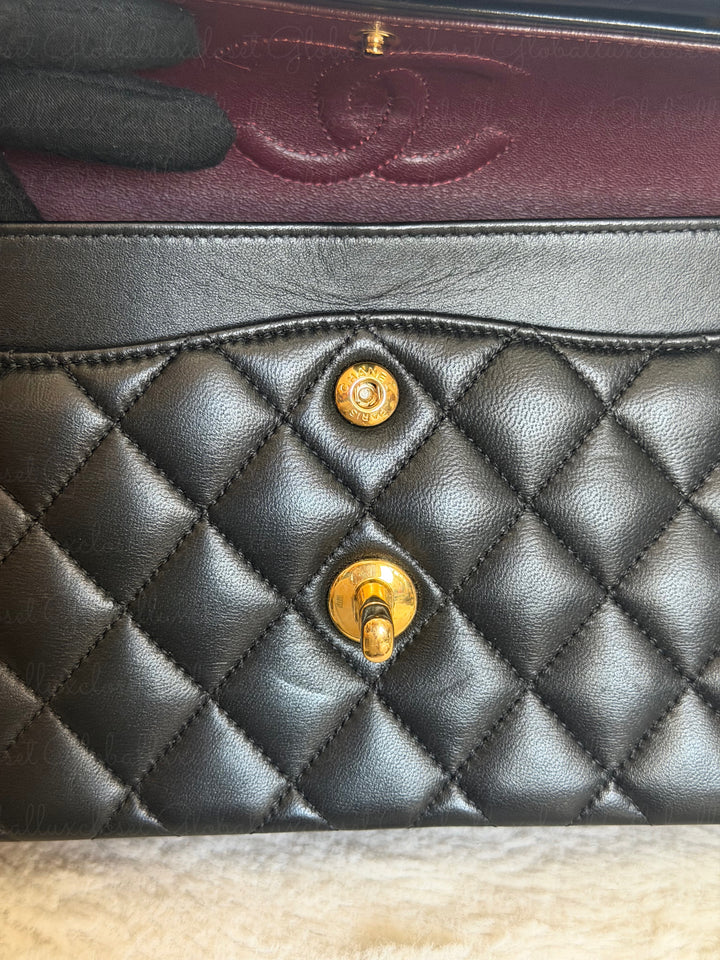 CHANEL Black Lambskin GHW SMALL Timeless Classic Double Flap Bag 2022 Microchipped