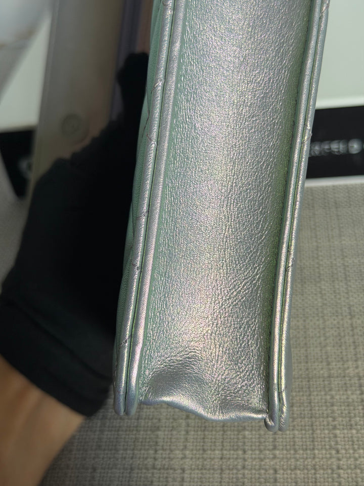 CHANEL Silver Lambskin SHW Classic Wallet on Chain (WOC) 2022