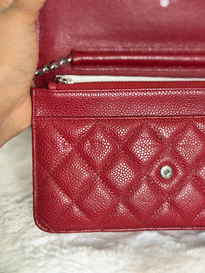 CHANEL series 19 Red Caviar Classic Wallet on chain (WOC) SHW 2014/2015