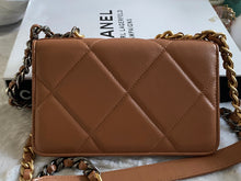 Load image into Gallery viewer, Chanel 19 Wallet on chain (WOC) in 21K 2021 Fall/Winter Collection Caramel Brown Lambskin Mixed Hardware
