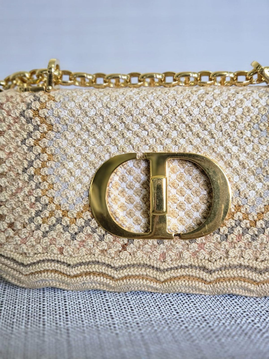 DIOR Cannage Woven Raffia and Suede in Beige GHW size SMALL