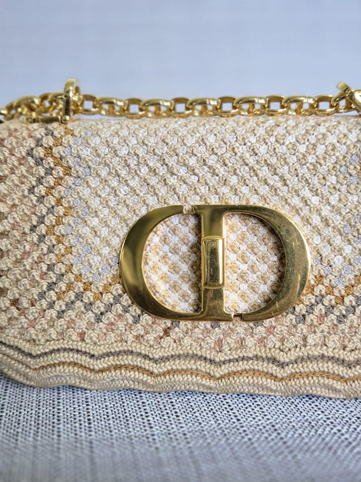 DIOR Cannage Woven Raffia and Suede in Beige GHW size SMALL