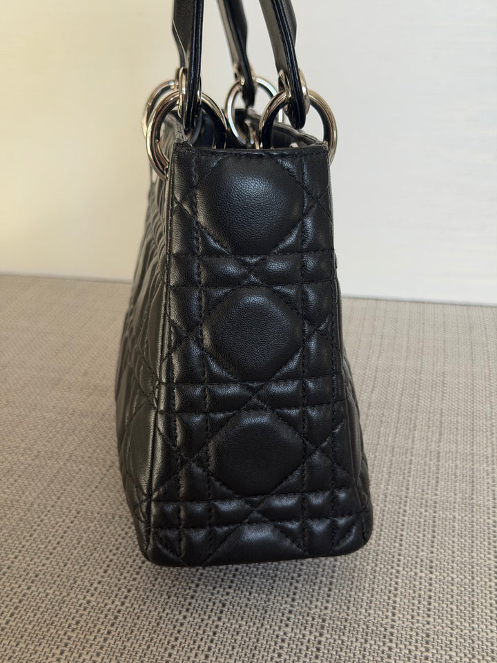 DIOR Lady Dior Mini Vintage Black Lambskin Silver hardware SHW 2006