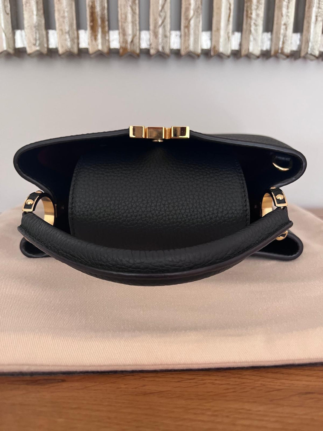 LOUIS VUITTON LV Black Caviar GHW Capucines BB