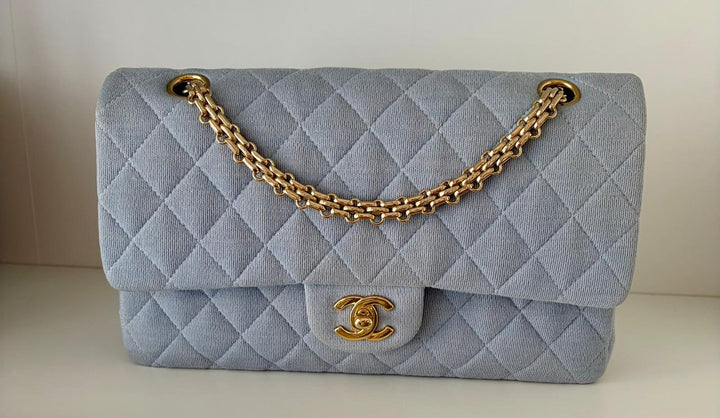 CHANEL Light Blue Jersey Reissue Flap Bag GHW