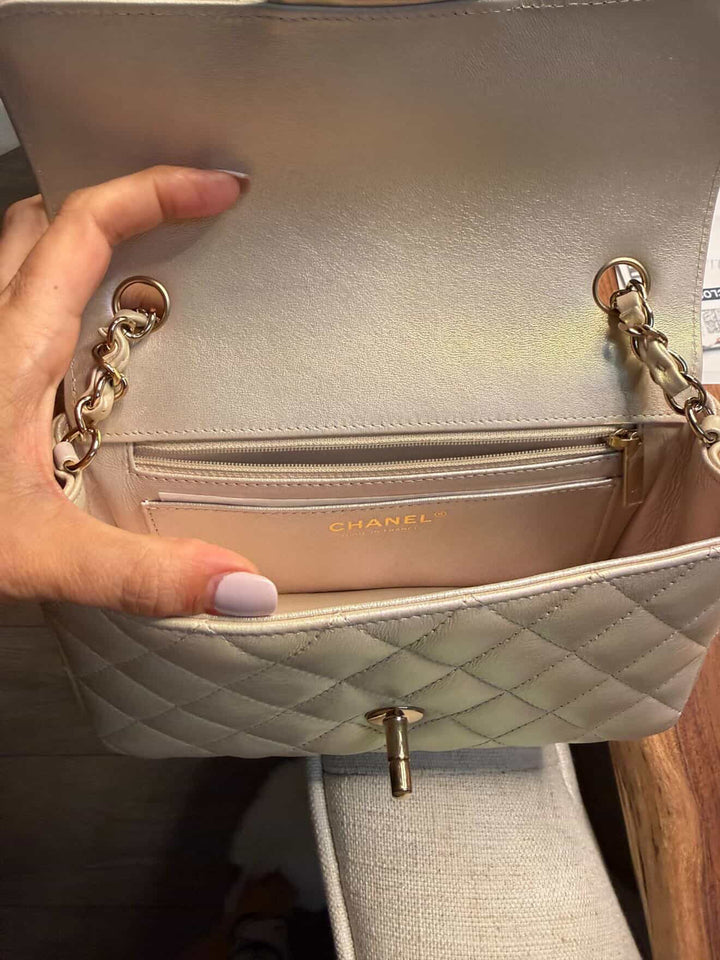 CHANEL series 31 Iridescent Ivory Calf Skin LGHW Mini Rectangular Flap Bag 20B collection 2020