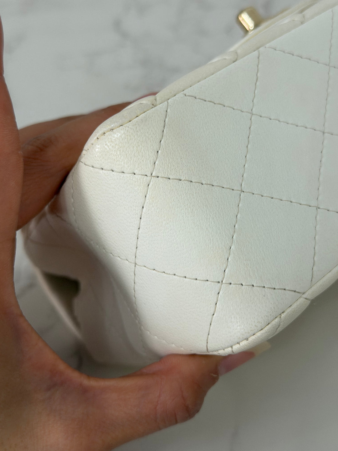 CHANEL series 23 2016 White Lambskin LGHW Mini Rectangular Flap Bag