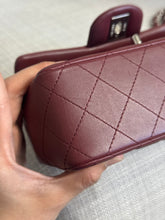 Load image into Gallery viewer, Chanel series 28 2019 Burgundy Lambskin Silver HW Mini Rectangular Flap Bag
