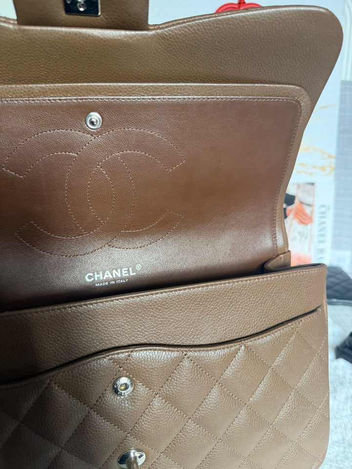CHANEL series 15 Brown Caviar SHW Jumbo Classic Double Flap Bag 2011