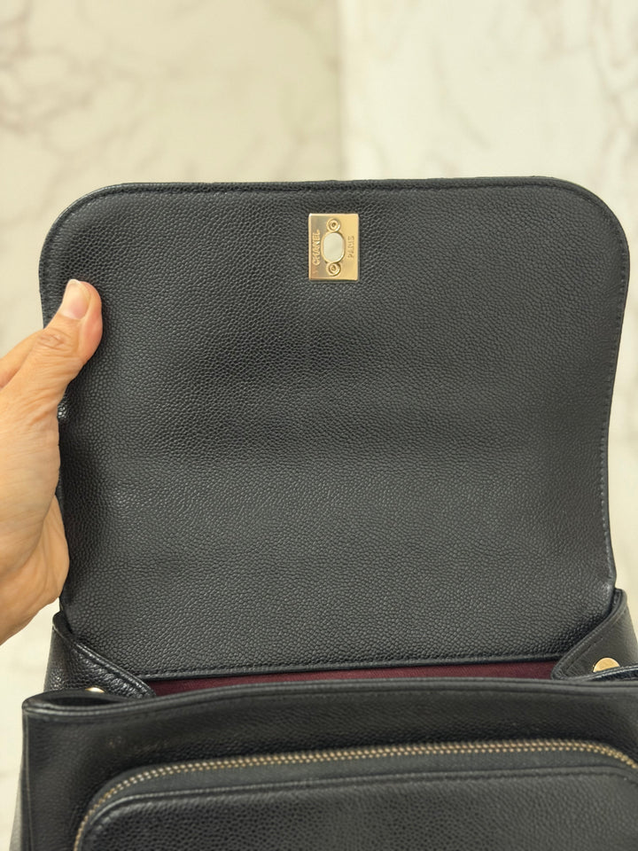 CHANEL Black Caviar LGHW Medium Business Affinity Flap Bag Microchipped