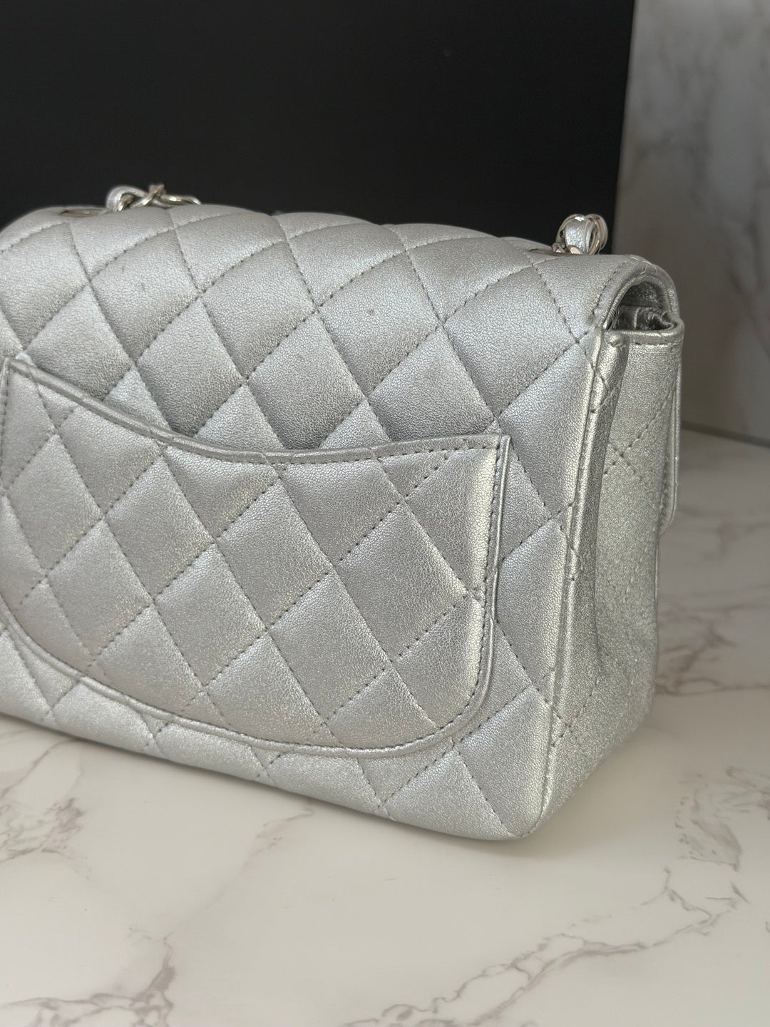 Chanel Series 31 21P Collection Iridescent Silver lambskin SHW Square Mini Flap Bag 2021