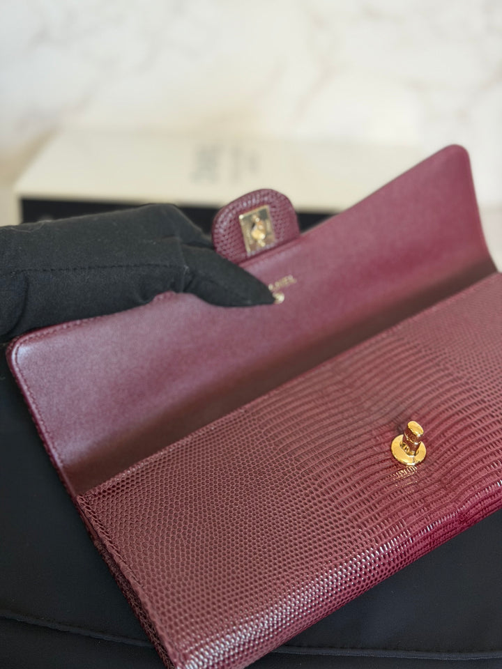 CHANEL 26A Matthieu Blazy Clutch with Top Handle in Burgundy Lizard-Embossed Calfskin with Light Gold Hardware 2026
