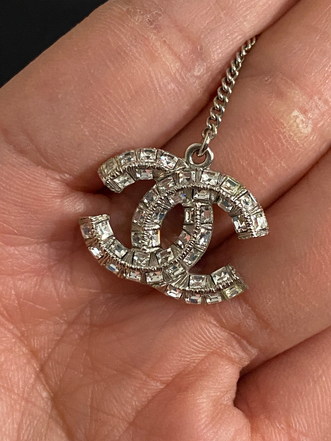 Chanel Crystal Earrings Silver Hardware