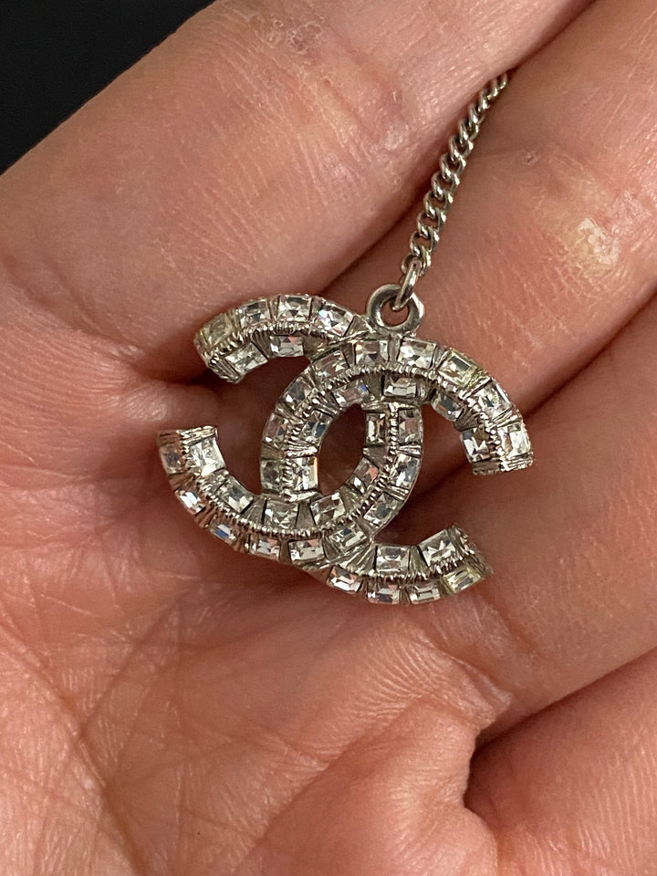 Chanel Crystal Earrings Silver Hardware