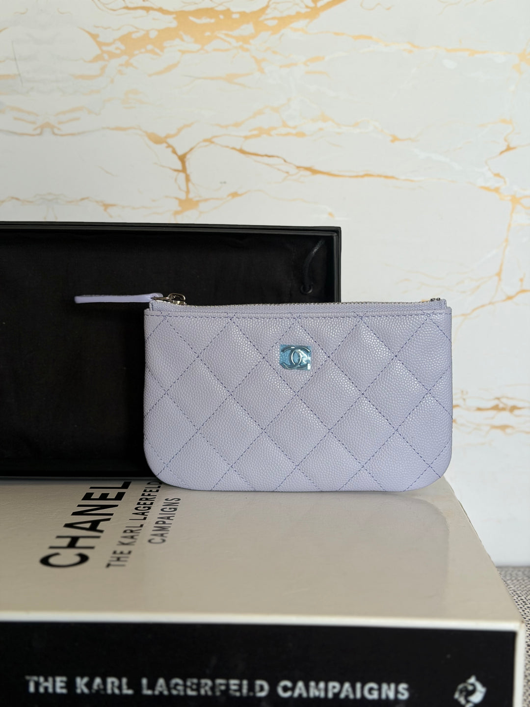 CHANEL series 31 Light purple caviar SHW Mini O Case Pouch 15 cms
