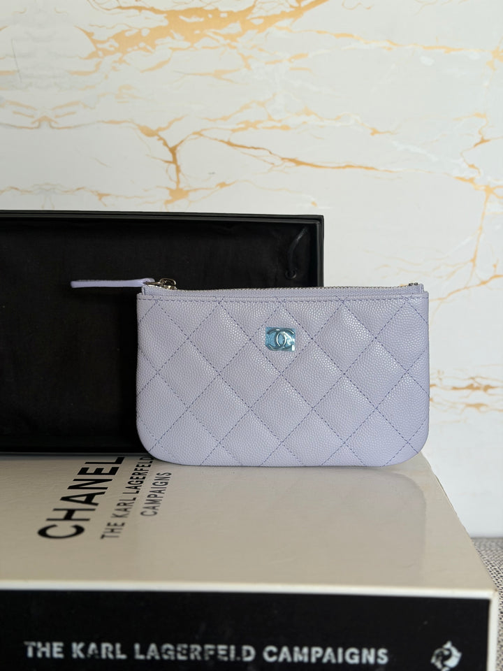 CHANEL series 31 Light purple caviar SHW Mini O Case Pouch 15 cms