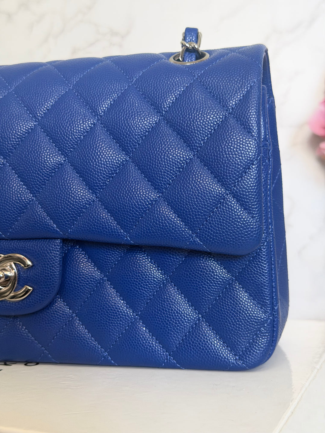 CHANEL Dark Blue Caviar SHW Medium ML Classic Timeless Double Flap Bag 21K collection 2021
