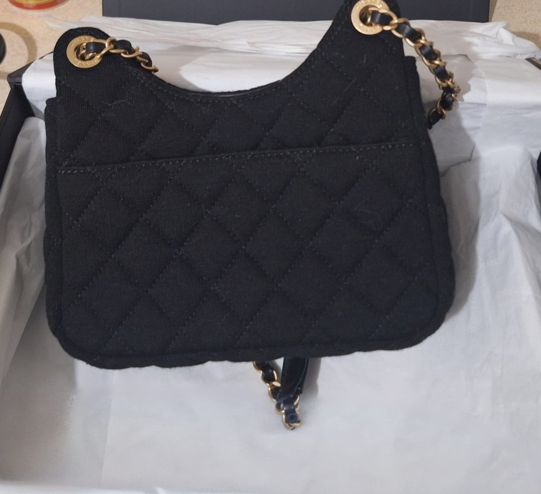 CHANEL Jersey Wavy Hobo Bag with Aged GHW Size Small