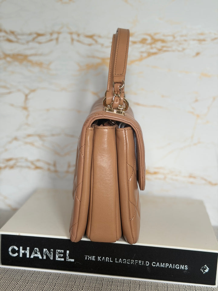 CHANEL series 23 Caramel Dark Beige Lambskin Trendy CC Flap Bag size SMALL with LGHW and detachable strap