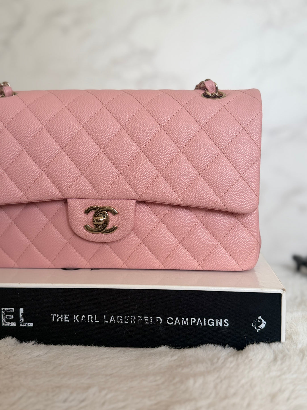 CHANEL 22C Sakura pink Caviar LGHW Medium ML Timeless Classic double flap bag 2022