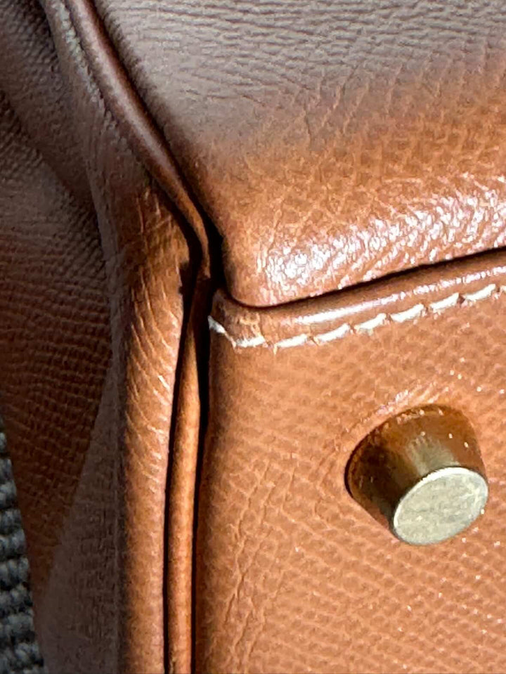 Hermes Gold Retourne Courcheval Leather GHW Vintage Stamp A in Sq (1997) Kelly 28