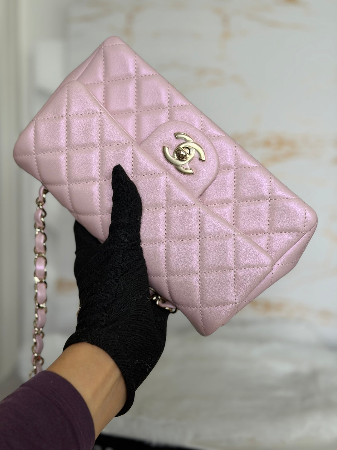 CHANEL 21S Light Pink Calf Skin LGHW Mini rectangular flap bag series 31 2021 *super rare*