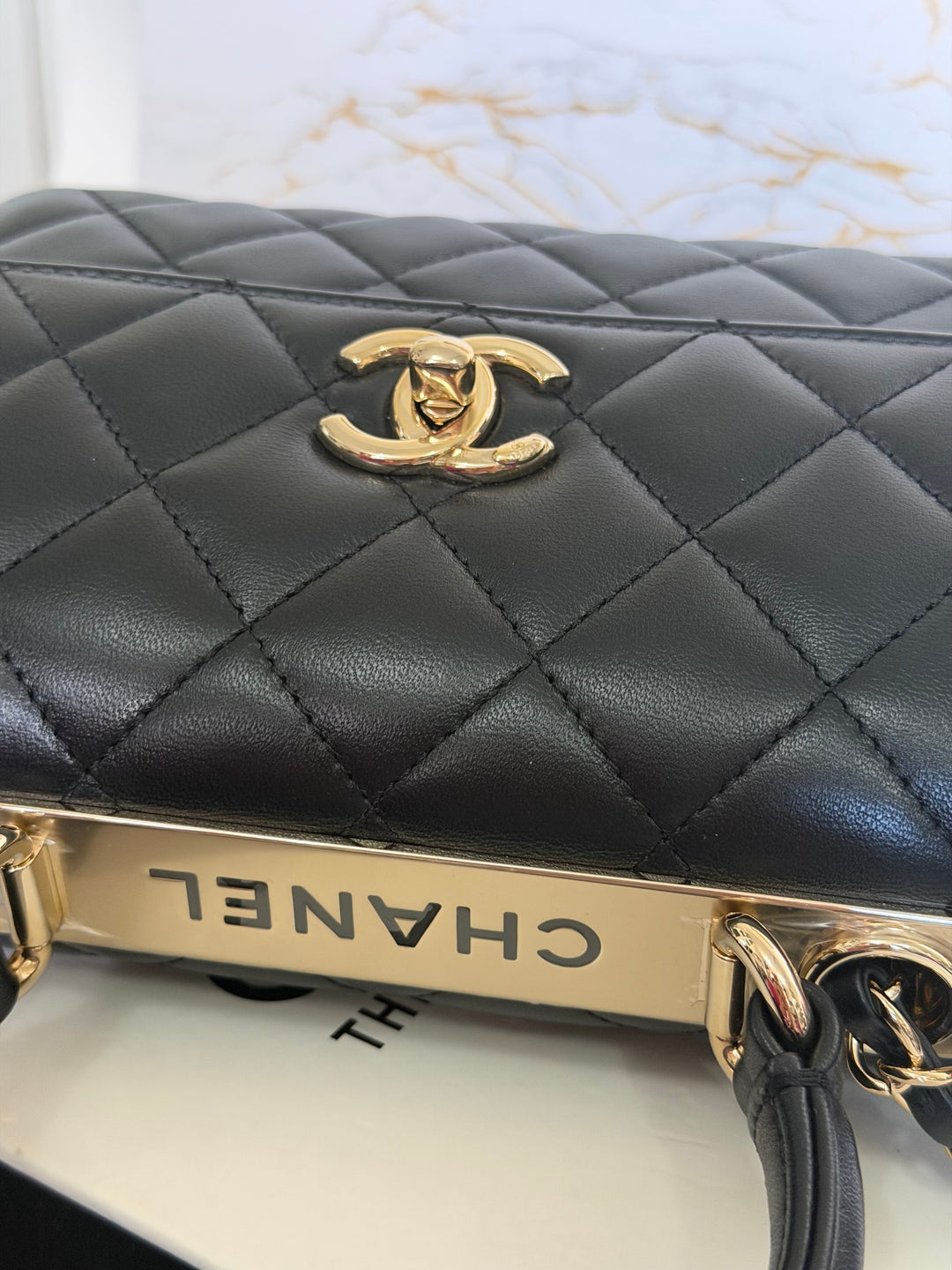 CHANEL Black Lambskin LGHW Trendy CC Flap Bag size MINI 8 inches with detachable Strap 2023/2024