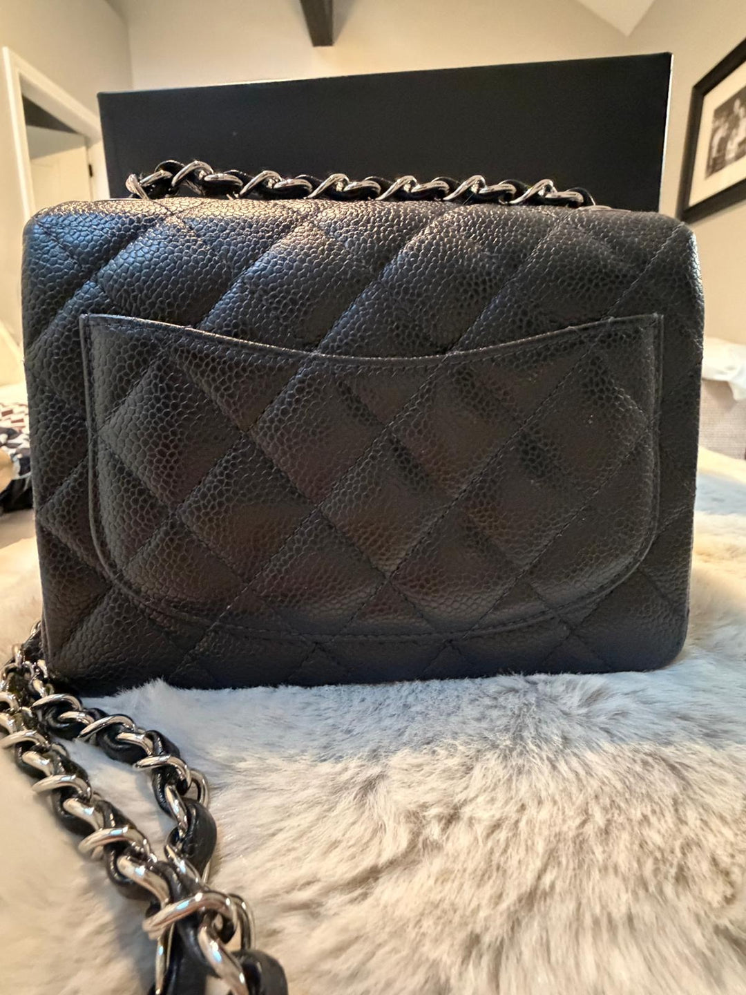 CHANEL series 9 Black Caviar SHW Vintage Mini Flap Bag