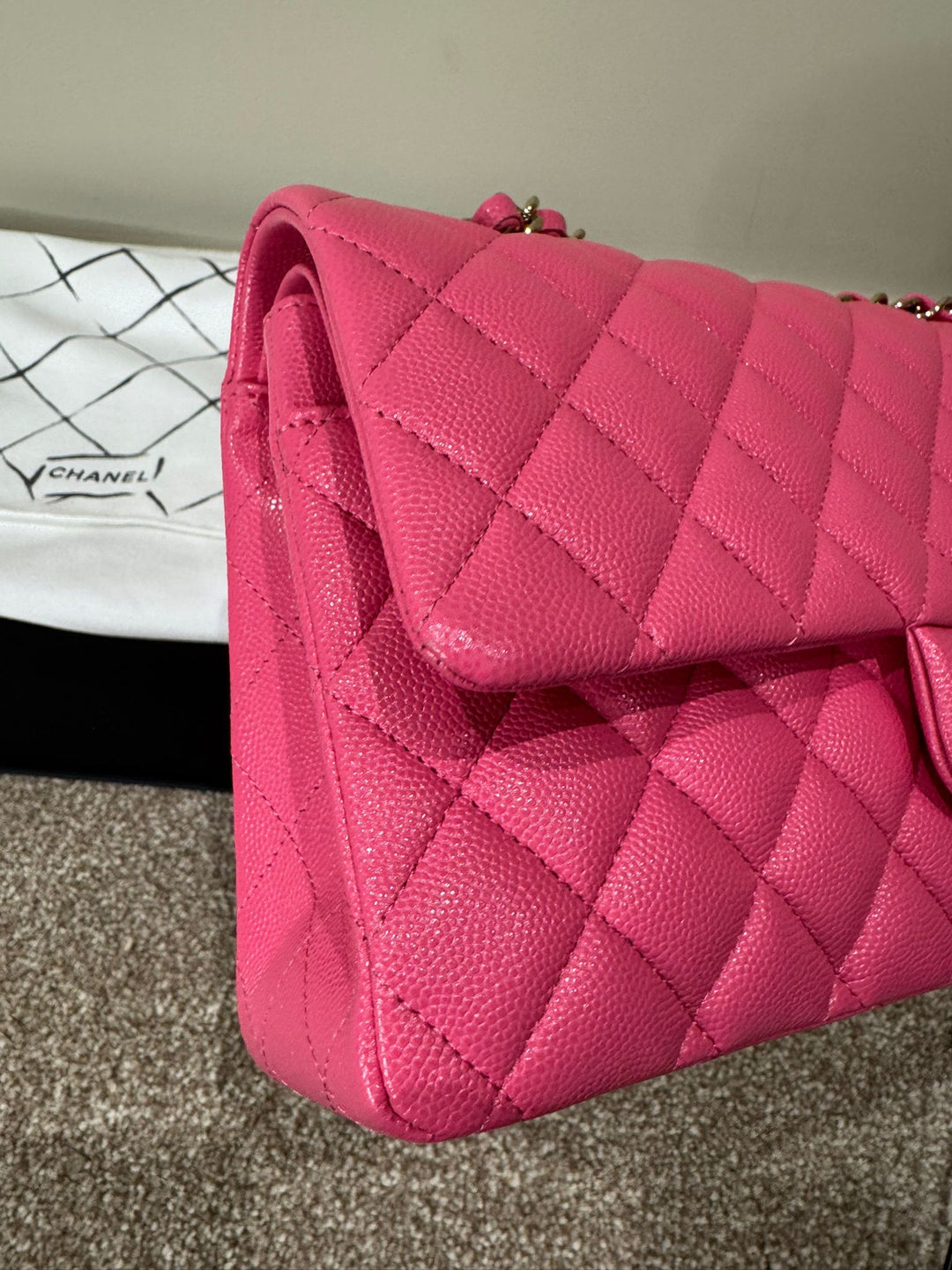 CHANEL 21C collection series 30 Barbie Pink Caviar LGHW Medium Timeless Classic Double Flap Bag