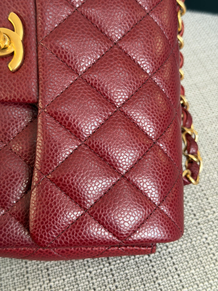 CHANEL series 21 15B collection Burgundy Caviar GHW Mini Rectangular Flap Bag 2015 RARE