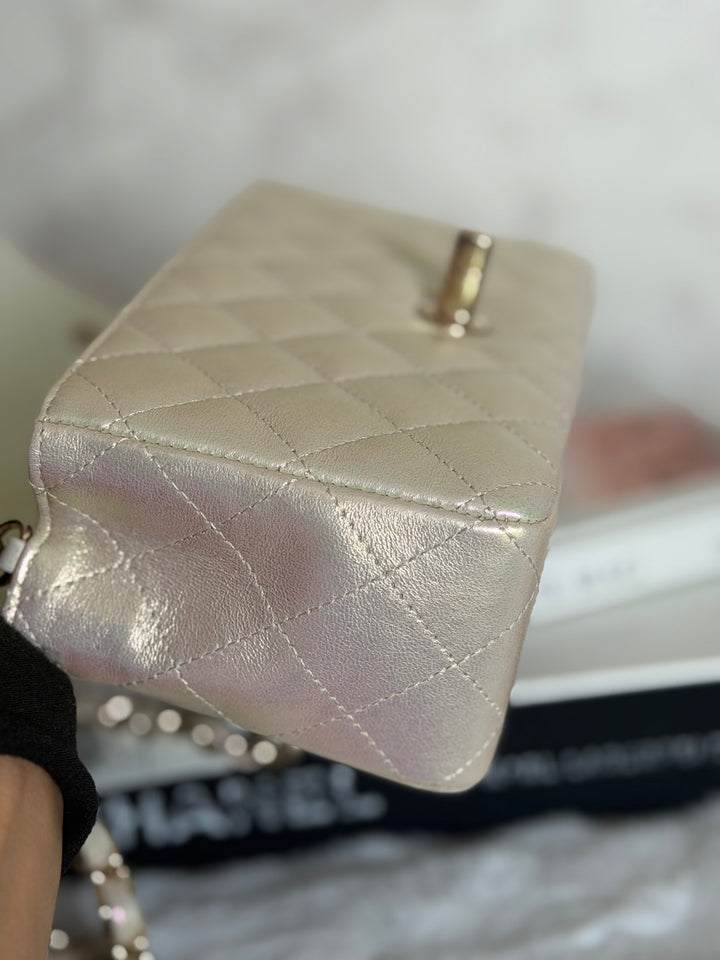 CHANEL 20B Iridescent Ivory Calf skin LGHW Mini Rectangular Flap Bag 2020