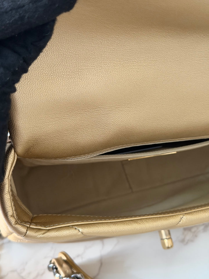 CHANEL series 30 2020 Gold metallic Goatskin 19 size Small with Mixed Hardware