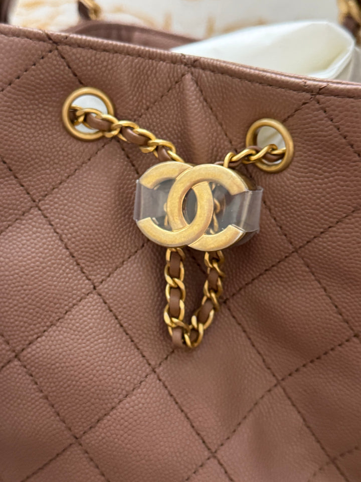 CHANEL 26P collection Brown Caviar 25 Hobo Bag Aged GHW Size SMALL