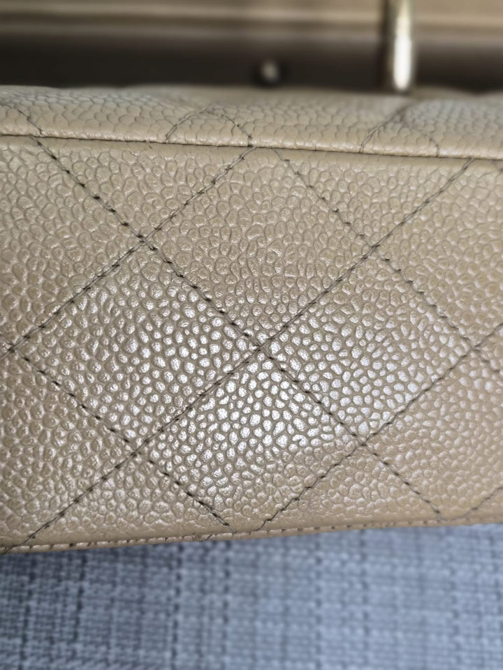CHANEL Series 9 Vintage Dark Beige Caviar 24K GHW Medium Timeless Classic Double Flap Bag
