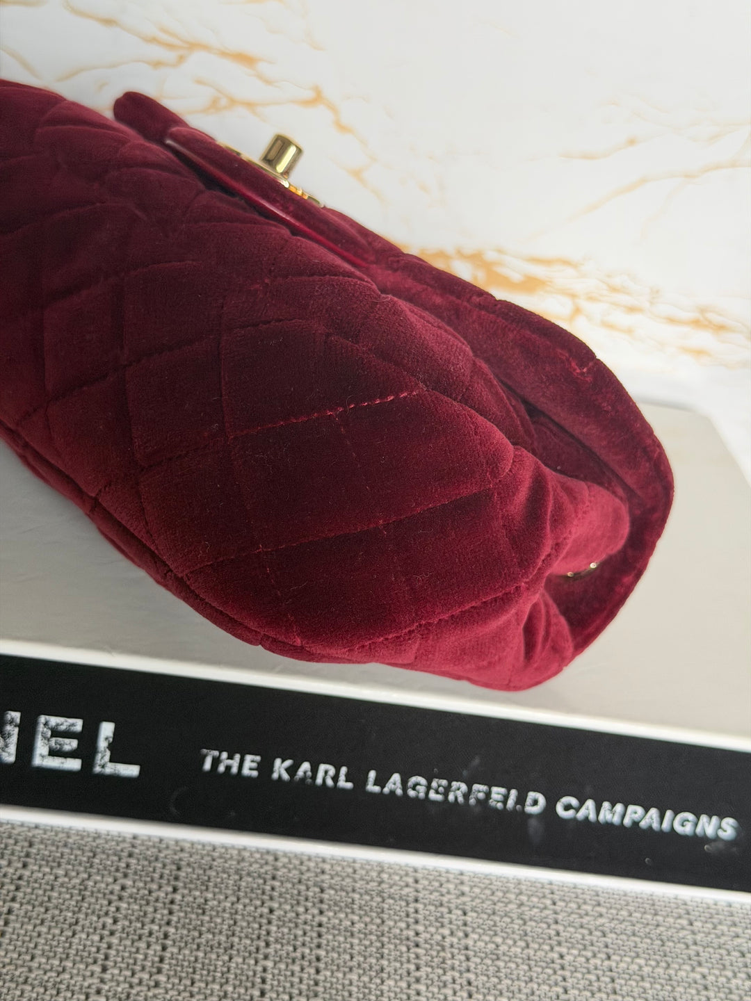 CHANEL series 31 Burgundy Dark Red Velvet Crystal Pearl Crush Adjustable Strap Mini Rectangular Flap Bag 2020/2021