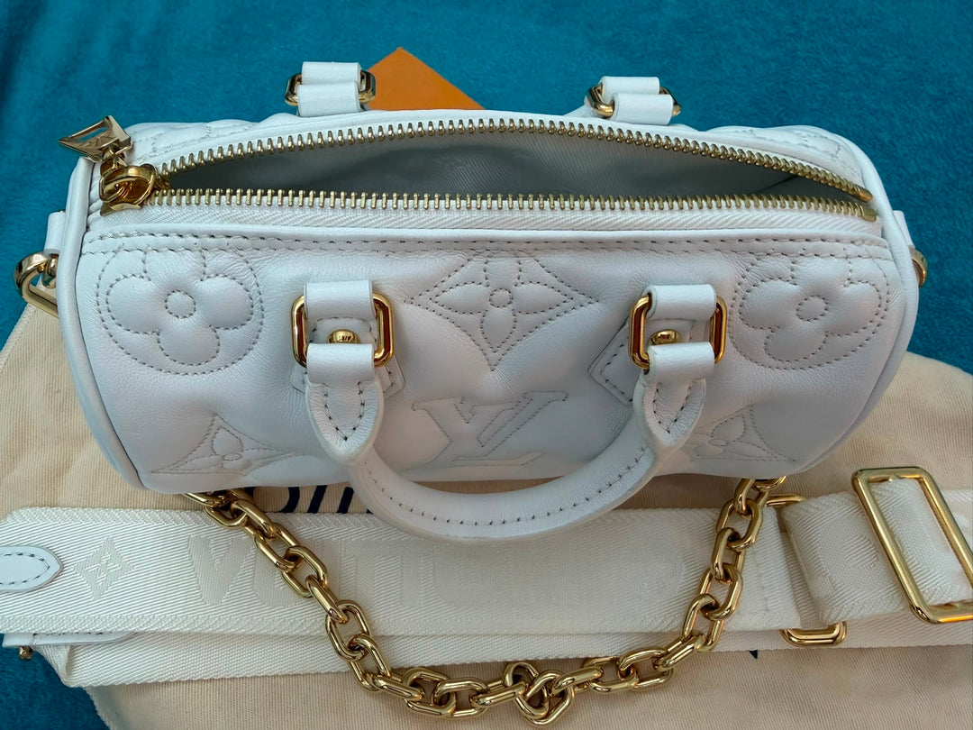 LOUIS VUITTON Papillon BB in Snow Emprinte Leather