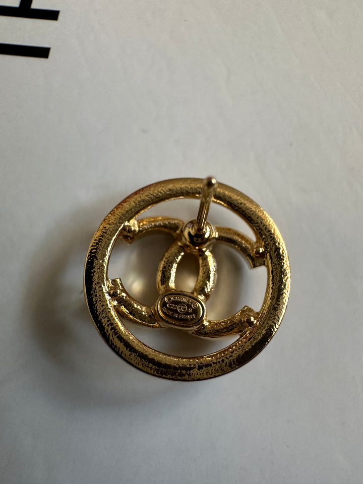 Chanel 22S White & Gold Circle Earrings