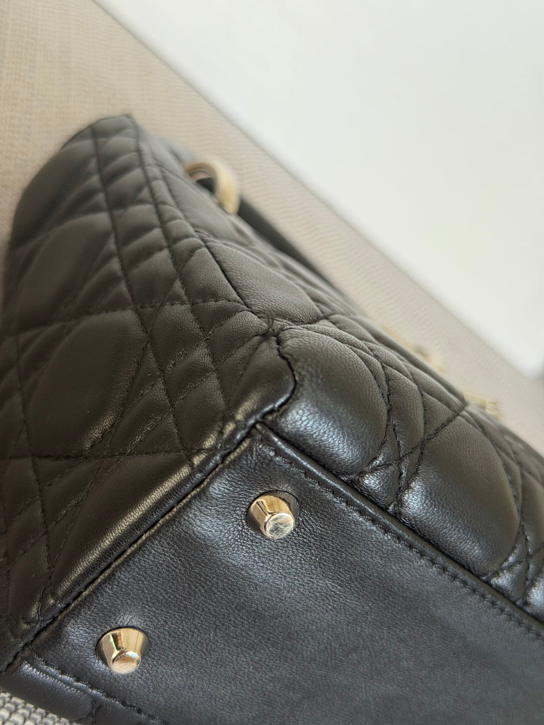 DIOR Lady Dior Mini Vintage Black Lambskin Silver hardware SHW 2006